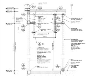 This view highlights detailed framing at partial window openings and mullions, designed to support future enclosure and resist exterior wind loads on both inner and outer frames.