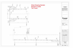 Bowser’s Castle shop drawings detail how cold-formed steel framing formed the medium tower envelope around the primary structural steel.