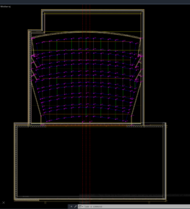 James Hillegas' layout file for installing unistrut and aircraft cables to support an auditorium drywall ceiling cloud.