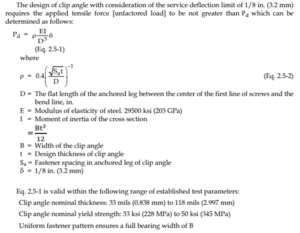 fastener clip angle design deflection cold-formed steel