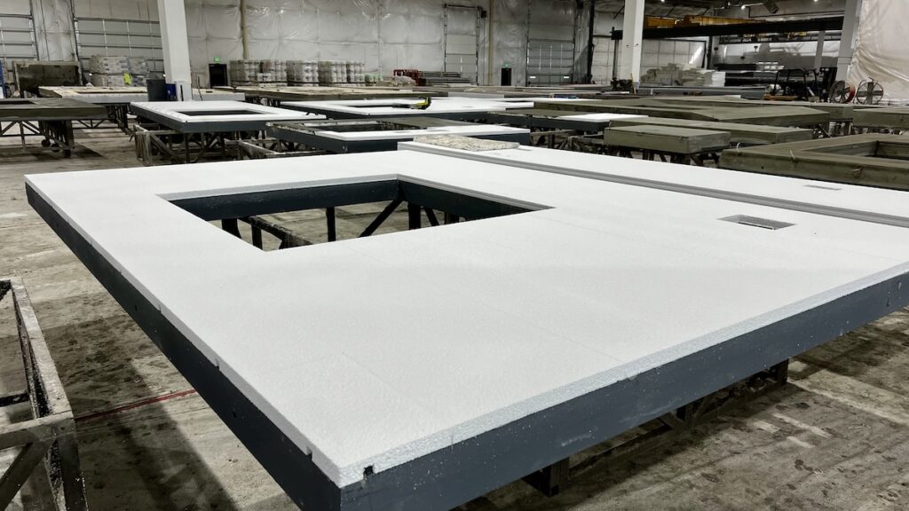 South Valley Prefab: A panel lies in queue after being processed by “Charles.” Photo courtesy of Mark L. Johnson.