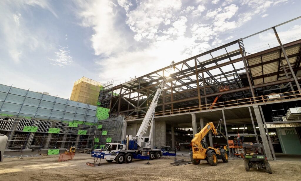 Temperatures during construction of Acrisure Arena at times exceeded 120 degrees.