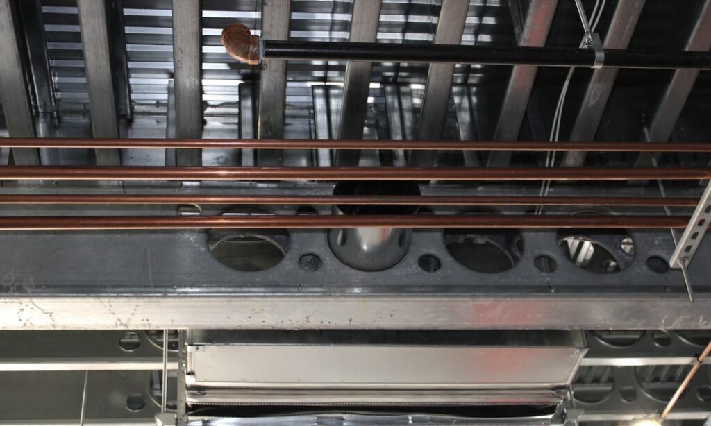 2024 SFIA Awards: Here, MEP runs just below punch outs in the cold-formed steel (CFS) floor joists.