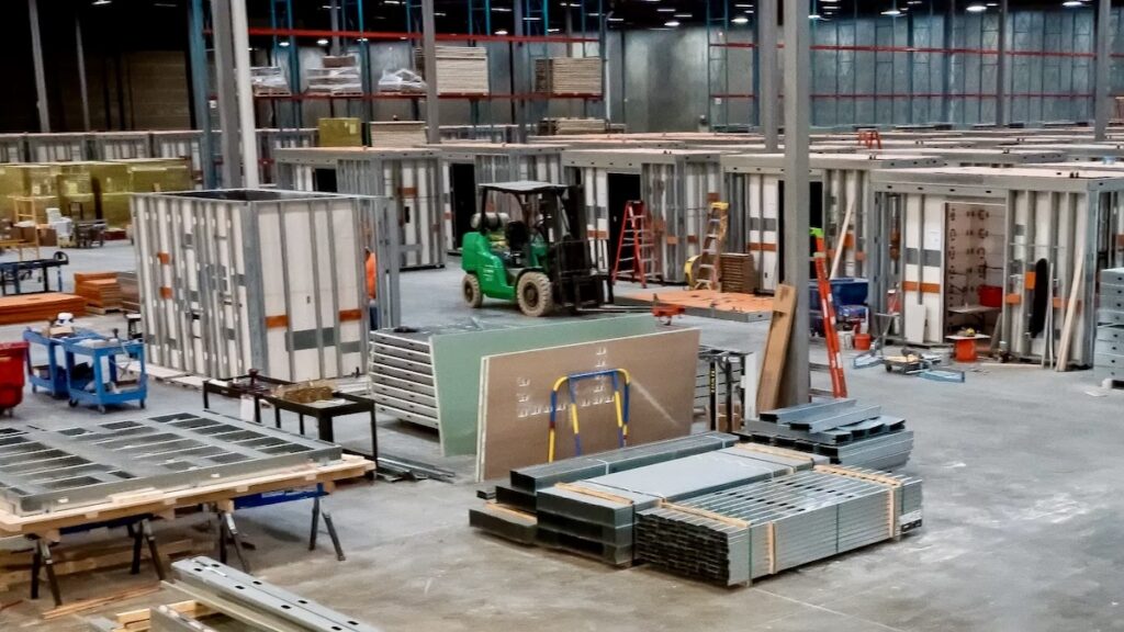 2024 SFIA Award winner: During the project, T.J. Wies Contracting had more than 40 modular bathrooms in various stages of construction at any given time.