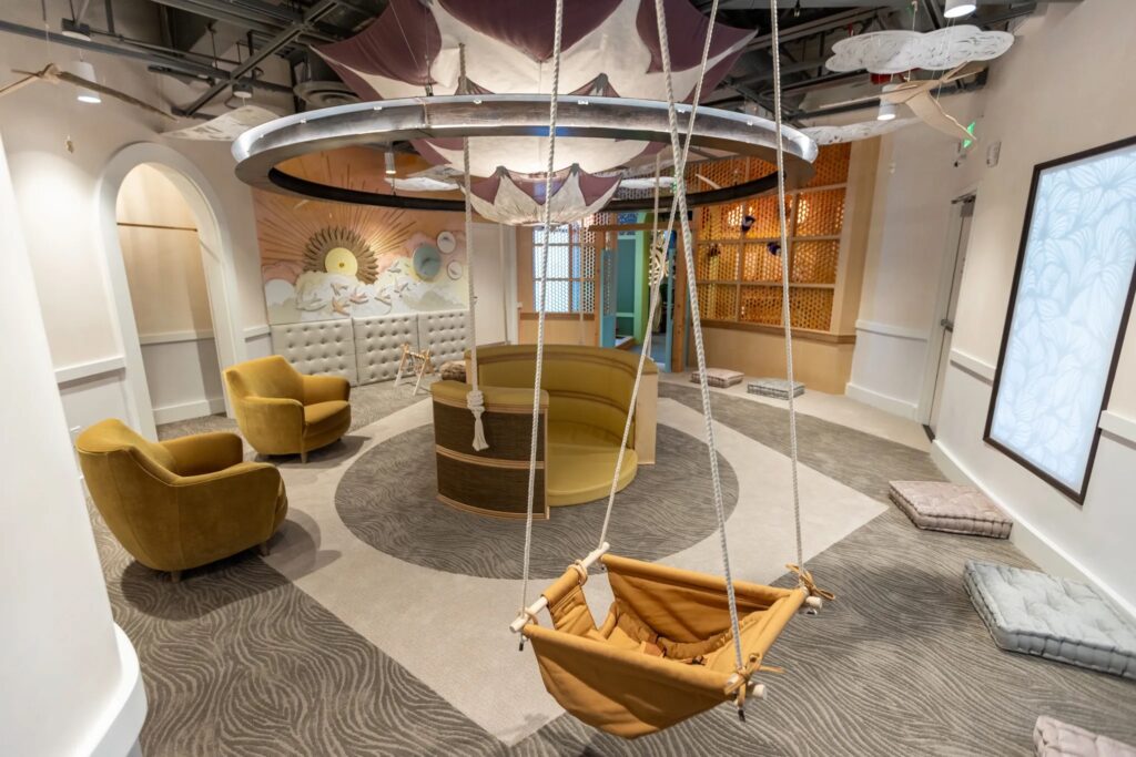 2024 SFIA Awards — A sanctuary designed for newborns and their caregivers features soft spaces for crawling, rolling and cuddling.