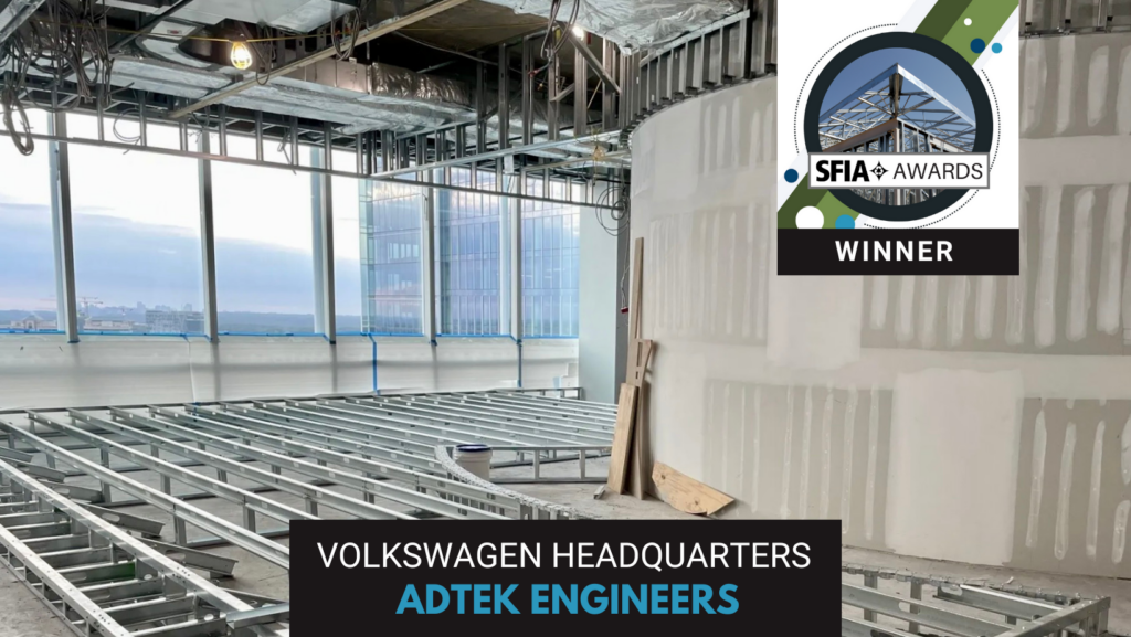 ADTEK Engineers designed the cold-formed steel (CFS) framing systems for the Volkswagen headquarters in Reston, Va.