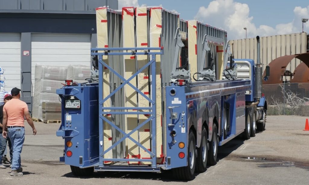 Select Prefab’s panels, shown here being readied for delivery, proved to be a valuable commodity for schedule savings at the Wynkoop Street project.