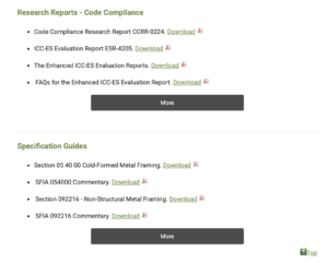 SFIA Repository Publications Hub Steel Framing Technical Resources CFS cold-formed steel