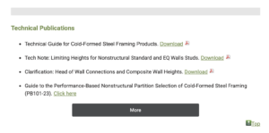 SFIA Repository Publications Hub Steel Framing Technical Resources CFS cold-formed steel
