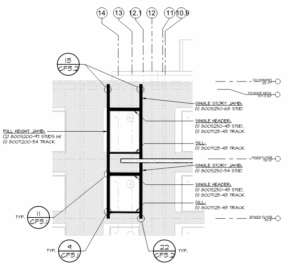 The two-story VIP suite featured a set of stacked openings, but only one jamb had mid-height support.