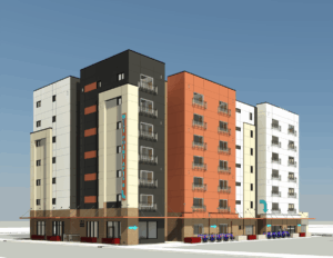 The 7-story West Point Apartments II building is located in downtown Tucson, Arizona.