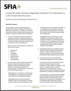Frequently Asked Questions Regarding Continuity of Fire Resistance in Cold-Formed Steel Structures (SFIA F101-25)