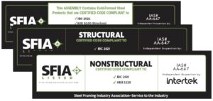 The Steel Framing Industry Association (SFIA) Code Compliance Certification Program verifies that products produced by SFIA member companies meet the requirements of the building code.