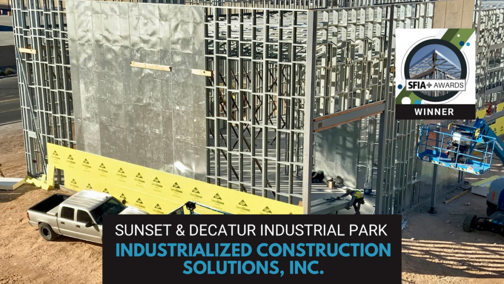 The installer field-applied the exterior sheathing after the cold-formed steel (CFS) panels had been erected to keep panel weights as low as possible and eliminate the need for a high-capacity crane.