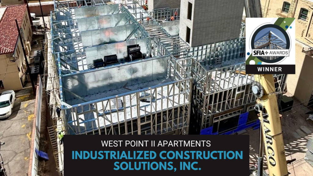 By vertically aligning bearing walls, Industrialized Construction Solutions' design eliminated the need for concrete and red-iron transfers, streamlining the structure and improving construction efficiency.