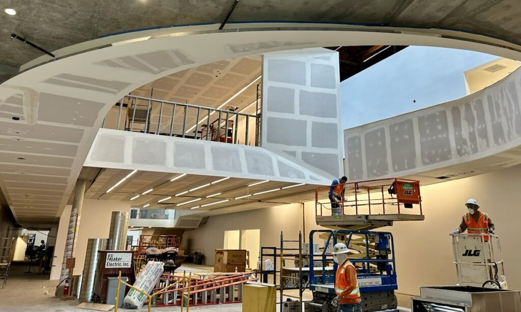 Crews navigated complex geometry and tight access at the Mullin Transportation Design Center project.