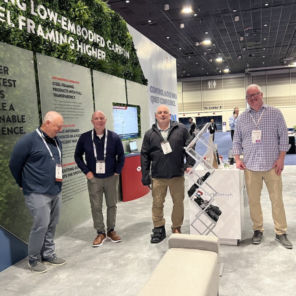 SFIA member ClarkDietrich featured its low-embodied carbon steel framing products at BUILD26. Thomas Curran, Nick Apan, Andrew Miller and Adam Shoemaker manned the booth.