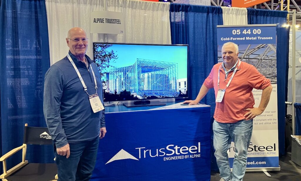 Steve Deller and Dave Dunbar of SFIA member Alpine TrusSteel showcased impress projects at BUILD26.