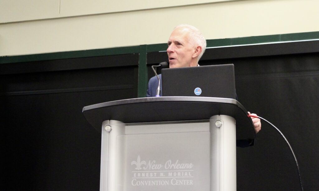 Don Allen, SFIA executive director, speaks during the 2026 SFIA Annual Meeting in New Orleans about updates to the SFA C3P program.