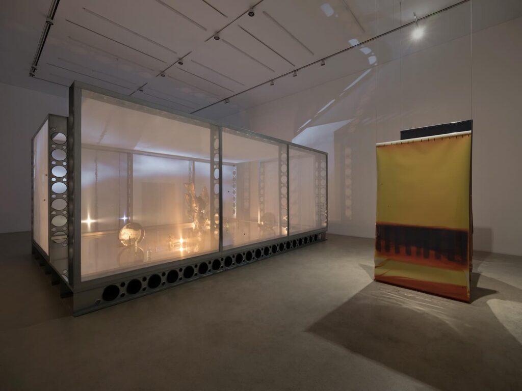 Artist Lotus L. Kang chose a cold-formed steel (CFS) joist with a patented hole pattern from SFIA member Super Stud Building Products for Chora Chora (at left).