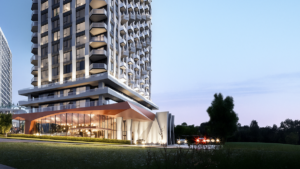 Westerly 2, South Tower Canopy received the Honorable Mention Award in the Architectural Design Detail category of the SFIA Awards.