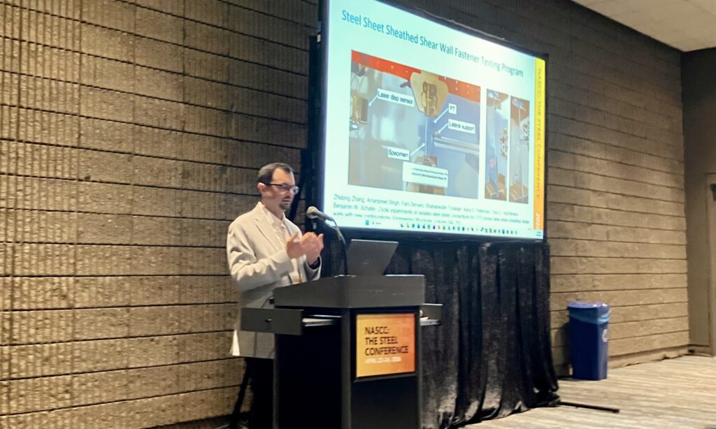 Shahab Torabian, Ph.D., P.E., S.E., Simpson Gumpertz & Heger, discusses steel sheet shear wall fasteners at NASCC: The Steel Conference.