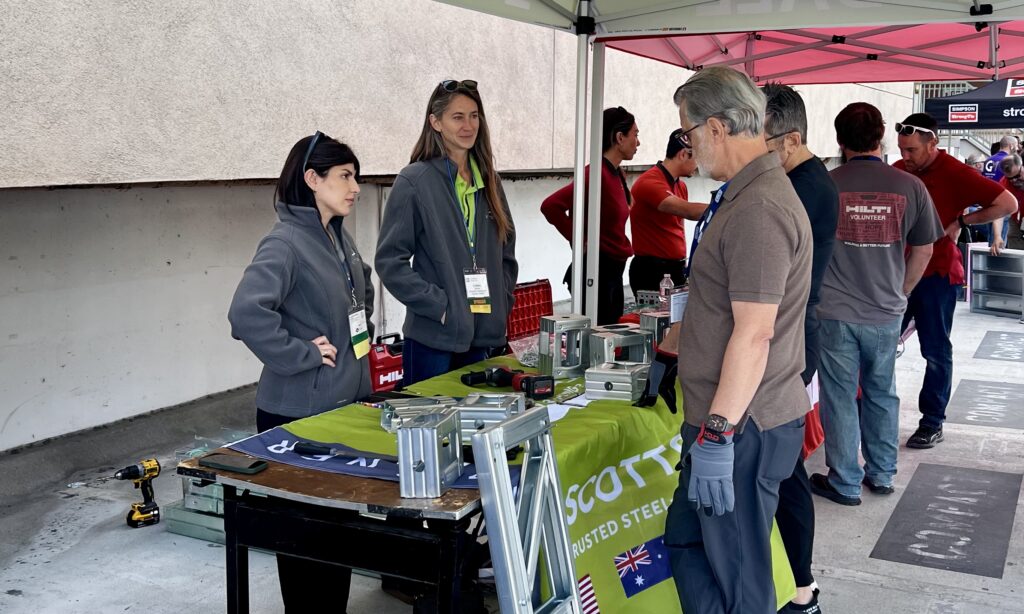 Mahsa Mahdavian and Cydney Skeens of SFIA member Scottsdale Construction Systems featured their company's steel framing technology during 2026 CFSEI Expo’s “Tool Time” event.