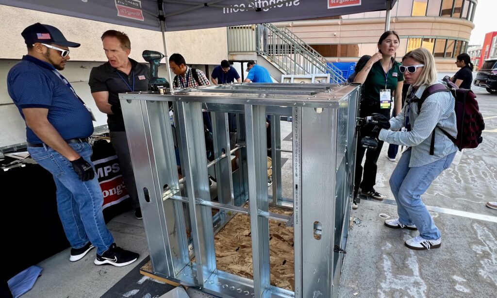 Engineers visiting CFSEI Expo Silver Sponsor Simpson Strong-Tie’s "Tool Time" booth at the 2026 CFSEI Expo in Long Beach tested different fasteners while assembling a small wood structure. Whether it was a dollhouse or doghouse remained open for debate.