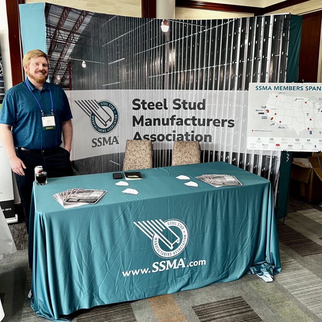 Jason Warren represented the Steel Stud Manufacturers Association (SSMA), a Diamond Sponsor of the 2026 CFSEI Expo in Long Beach, California. SSMA also sponsored the conference’s Monday evening social mixer.