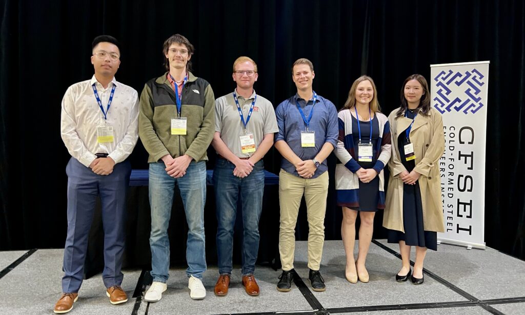 Recipients of the 2026 CFSEI Expo Stipend Program (left to right): Jiachen Zhang, University of California San Diego; Zachary Johnson, Devco Engineering; Michael Keegan, Milwaukee School of Engineering; Aaron Boucher, Modulus Designs; Elizabeth Viox, McClure Engineering Co.; and Lia Zhu, MTE Consultants.