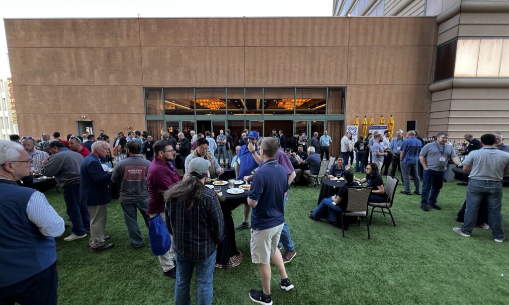 Structural engineers, designers, researchers and construction professionals relax during the 2026 CFSEI Expo social mixer following the conference’s first day in Long Beach, California.