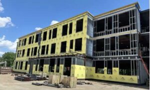 Structural steel and CFS framing create the framework for Amherst's new net-zero elementary school.
