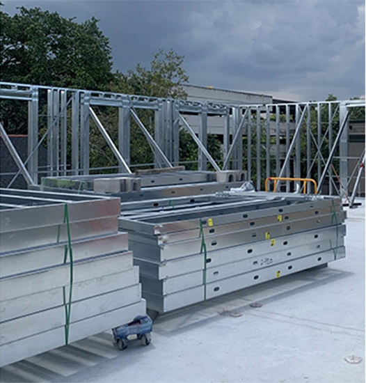 Panelized cold-formed steel (CFS) framing supports rapid installation and precise construction at Hotel Henrietta.