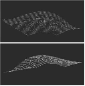 Point-cloud surveys and coordinated CFS modeling defined precise stud and track locations to support the ceiling's complex form.