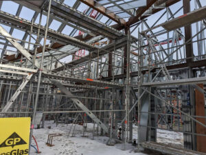 The Kindred Resort roof system combines 12-inch-deep, 97-mil cold-formed steel (CFS) joists with MiTek CFS trusses and strategically placed HSS members.