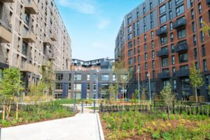 The award-winning Indigo development in Peterborough, England, used prefabricated cold-formed steel (CFS) framing to reduce construction time by 20 to 30% while improving quality and energy performance.