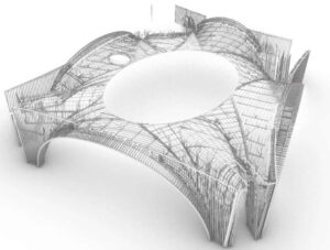 McClure engineered radiused, non-bearing cold-formed steel (CFS) systems for 10 World Trade, including curved ceilings, canopy eyebrows, façade framing and interior radiused walls.