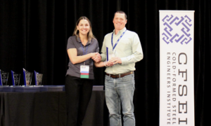 Grant Doherty, Martin/Martin, Inc. Accepts the CFSEI Design Excellence Third Place Award, Residential/Hospitality Category Presented by Tammy Gleed, P.E., CFSEI Immediate Past Chair
