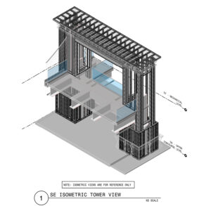 A coordinated digital model guided the CFS framing layout and coordinated crossing tiebacks with adjacent structural steel and bridge elements.
