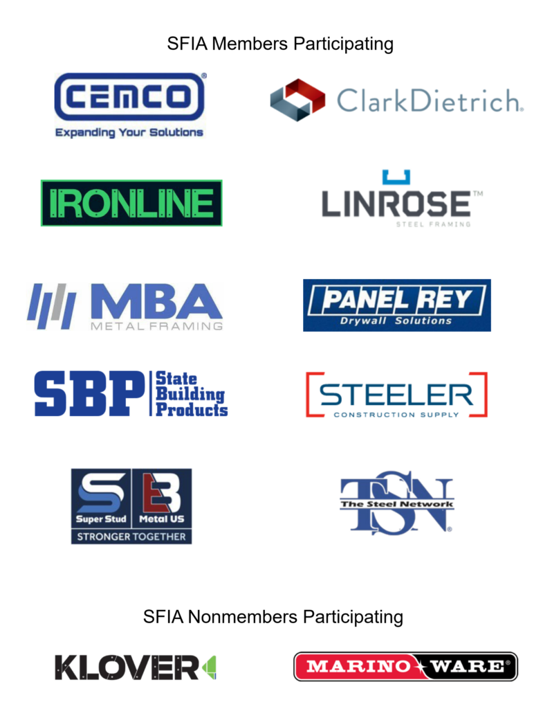 Companies listed in the latest version of the SFIA industry-average Environmental Product Declaration (EPD) for cold-formed steel (CFS) framing products.