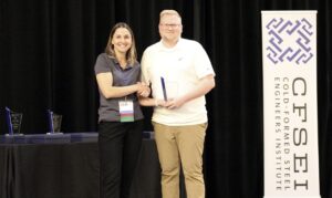 Daniel Church, Excel Engineering, Inc. Accepts Creative Detail Award, Second Place on Behalf of Joe Wilkum, Excel Engineering, Inc. Presented by Tammy Gleed, P.E., CFSEI Immediate Past Chair