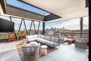 Revival on the Platte’s finished rooftop deck sits above seven stories of load-bearing cold-formed steel (CFS) framing and prefabricated building systems.