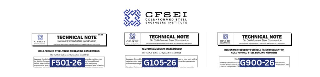 CFSEI Releases 3 Updated Technical Notes on Connections and Member Reinforcement for Cold-Formed Steel Framing Design