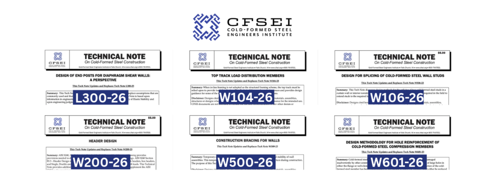 CFSEI Releases 3 Updated Technical Notes on Lateral Systems and Wall Framing for Cold-Formed Steel Framing Design