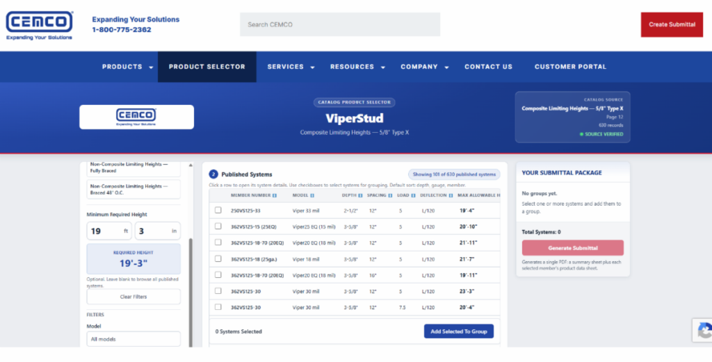 CEMCO’s new AI-powered Product Selector helps users identify products meeting specific project requirements.
